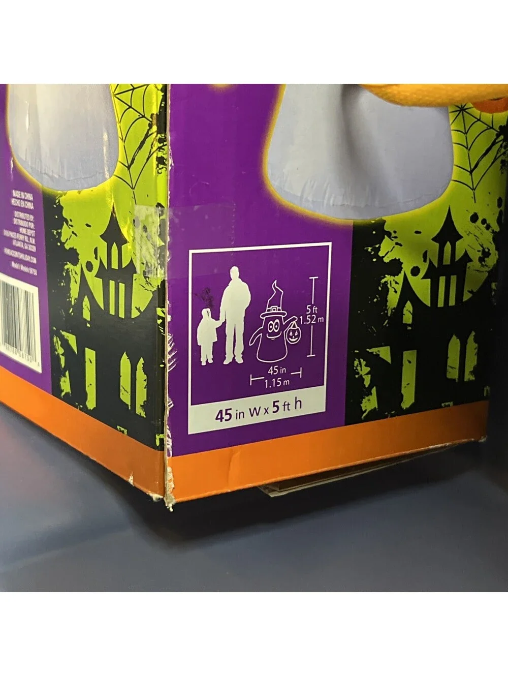 Airblown Inflatable 5’ LED Ghost W/ Witch Hat Halloween Indoor Outdoor Orig Box